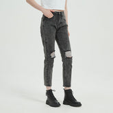 Casual Denim Casual Street Ripped Straight Pants